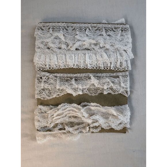 White Ruffled Lace Trim, Decorative, Lot Of Ten, Sewing, Crafting - Picture 2 of 5